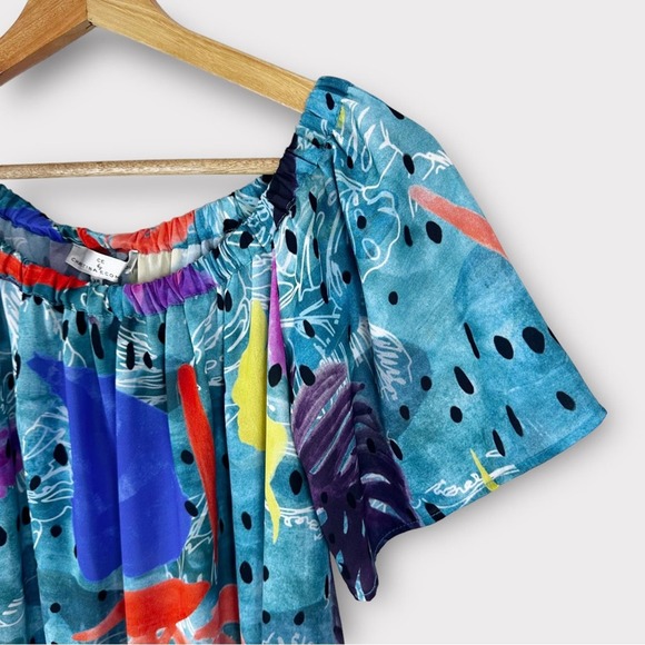 Anthropologie Christina Economou Pacific Off the Shoulder Midi Shift Dress XS - Picture 6 of 13